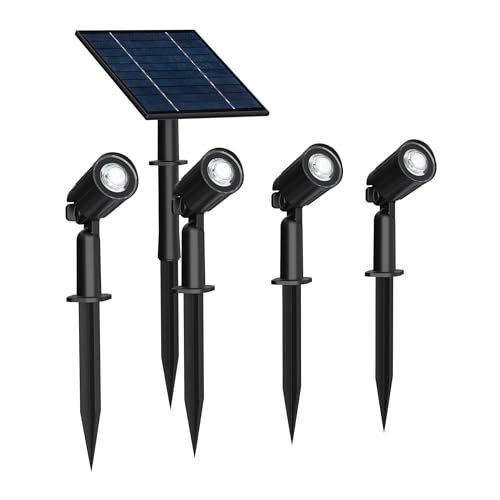 B·LED BARCELONA LED - Kit x 4 focos solares exterior con panel solar - 5W - IP66-3000K - Blanco Cálido