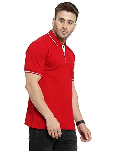 Image of Scott International Men's Regular Fit Organic Cotton Polo T-Shirt (Red with White, S)