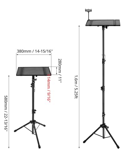 QWORK® Multifunktionaler Beamer Ständer Laptop Tablet Kamera Ständer - 58 bis 160cm Höhenverstellbar und 180° Winkelverstellbar - Klappbar und Stabil Stehpul Höhenverstellbar für Bühne und Studio
