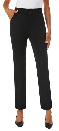 Women's Straight Leg Dress Work Ankle Pants Business Office Casual Slacks with Pockets