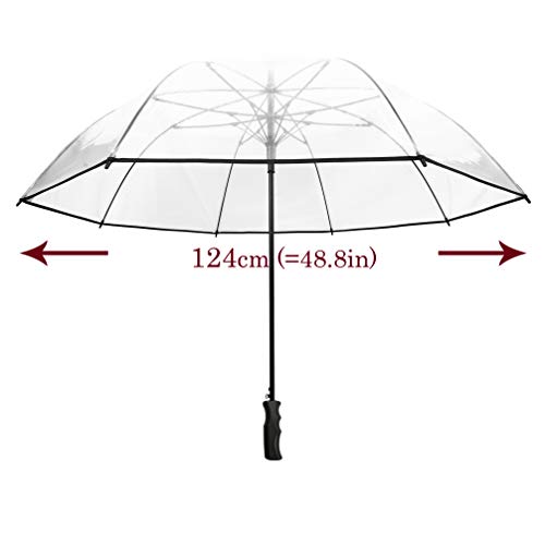 Smati Stick Extra Large Clear Umbrella - Black Border - Wedding - Resistant To Wind(Black) #TOP4