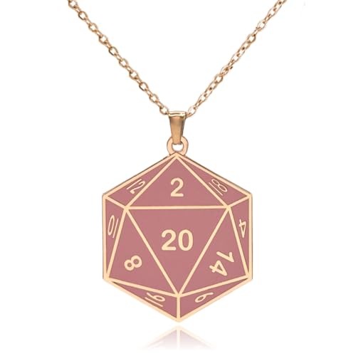D20 Dice Double Sided Enamel Pendant Necklace