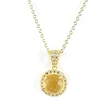 AqBeadsUk Novembre Collier de Pierre de Naissance Citrine Collier de Pierre Semi Pr_cieuse V_ritable Pendentif de Pierres Pr_cieuses en Argent Sterling avec   Or 18 carats vermeil   16 