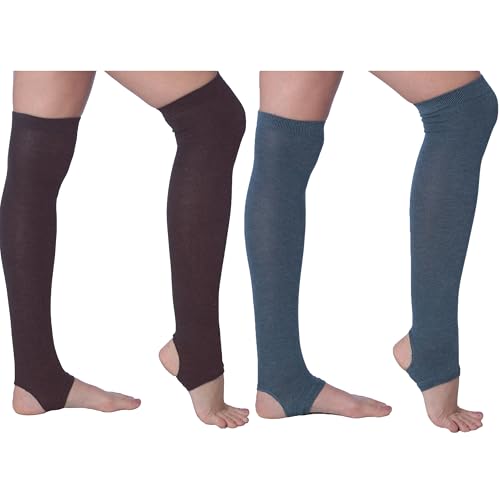 Image of Tipi Toe Women's Stirrup Yoga Socks, Lightweight Knee-High Leg Warmers, Open Heel Non-Slip Design. Ideal for Yoga & Dance