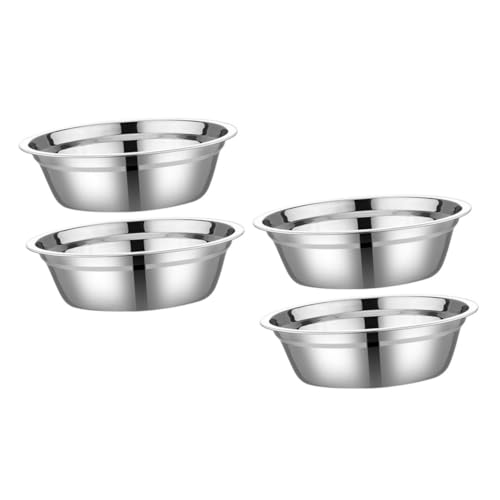 BEBEMOKO Juego de 4 cuencos de acero inoxidable 304 antideslizantes de gran capacidad para ensaladas y almacenamiento de alimentos, 18 cm de profundidad, suministro de cocina para hornear y cocinar