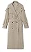 Farktop Womens Oversized Long Trench Coat Double Breasted Lapel Windproof Overcoat with Belt