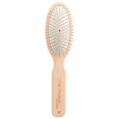 Chris Christensen 20 mm Oval Pin Dog Brush, Original Series, Groom Like a Professional, Stainless Steel Pins, Lightweight Beech Wood Body, Ground and Polished Tips
