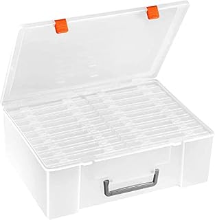 Photo Storage Boxes- Extra Large Photo Case with 18 Inner Photo Storage Boxes 6x4, Clear Photo Keeper,Acid-Free Photo Box Storage,Plastic Craft Storage Box for Photo Stickers Stamps Cards Seeds