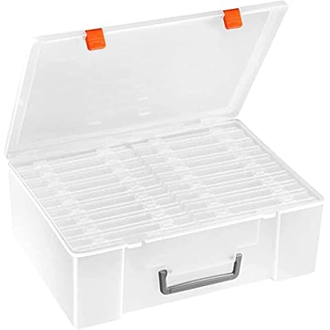 Photo Storage Boxes - Extra Large Clear Photo Case with 18 Inner Photo Storage Boxes 6x4, Acid-Free Plastic Craft Storage Box for Photo Stickers Stamps Cards Seeds Cover
