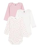 Petit Bateau Lot de bodies manches longues en coton imprimé cœurs bébé