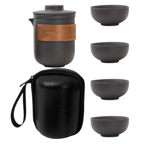Tetera de cerámica portátil juego de té Gongfu de viaje con bolsa de transporte 2