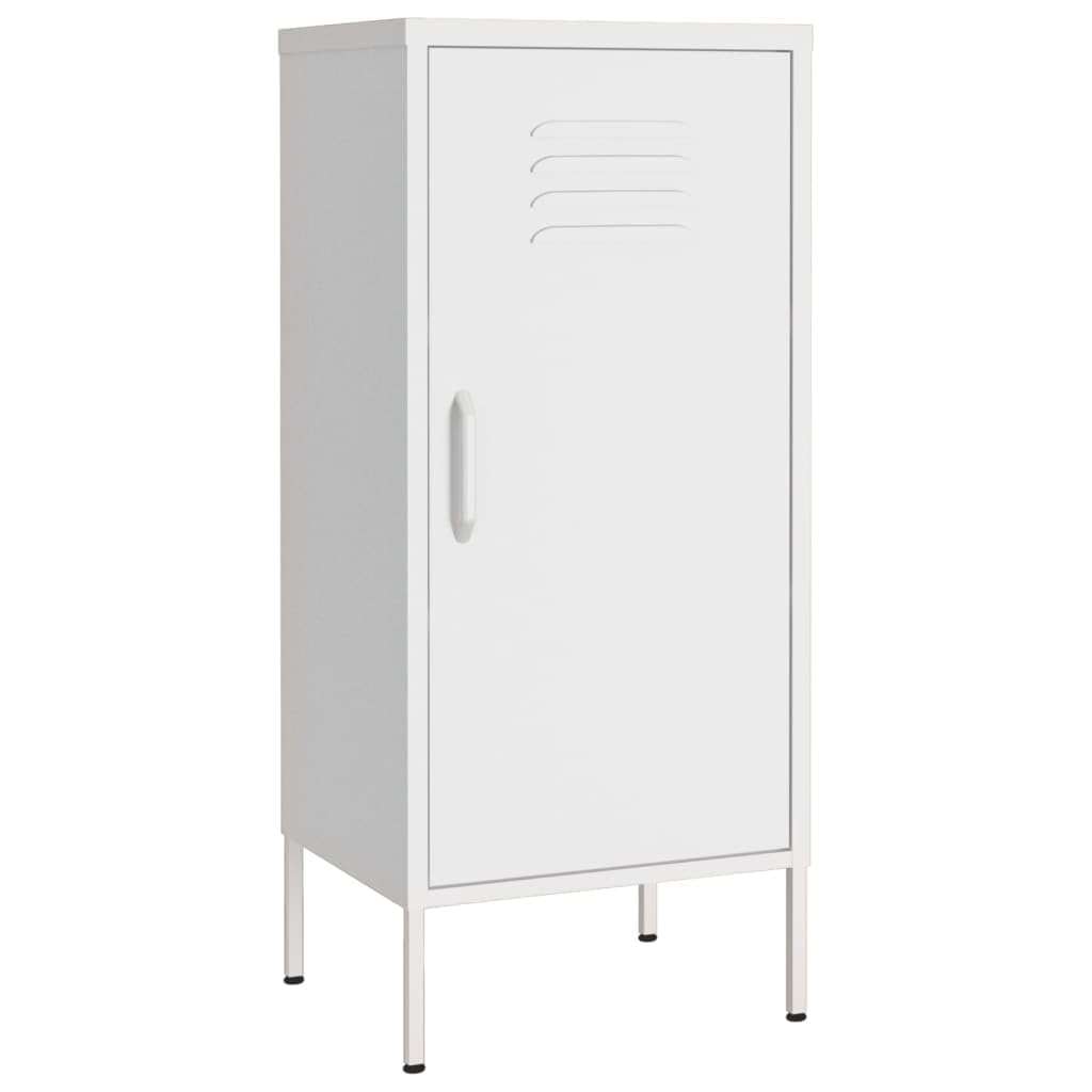 vidaXL White Storage Cabinet 16.7"x13.8"x40" - Multi-Purpose Steel Construction, Easy Assembly, 2 Adjustable Shelves, Strong and Stable