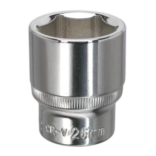 Image of Sealey Sp1226 Walldrive Socket 26Mm 1/2Sq Drive Fully Polished