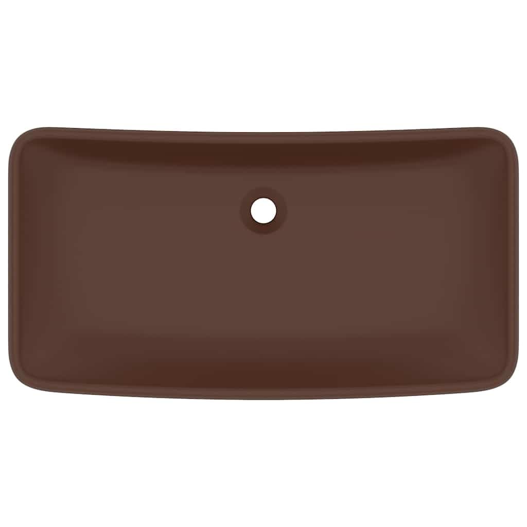Narzędzia domowe-Luksusowa Umywalka Prostokątna Matowa Ciemnobrązowa 71x38 cm Ceramika