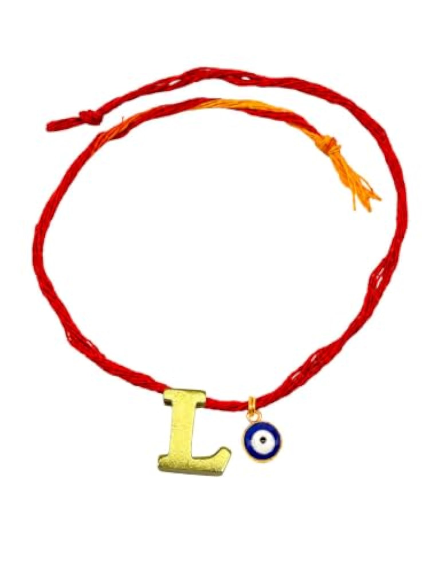 Gold Plated L Letter Blue Charm Rakhi for Brother