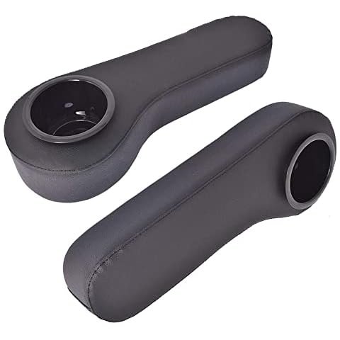 Huskey 2X Black Rear Seat Arm Rests with Cup Holder for Club Car, Yamaha, EZGO Golf Carts and Most Other Cart Models. Installed by Using Our Non-Drill Brackets or Drilling into Your arm Rest Cover