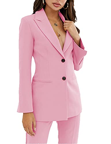 Women Suit Blazer Sets Fashion Lady Suiting 2 Piece Double Breasted Notched Suits For Women Work Or Party(Jacket+Pant) White #TOP5