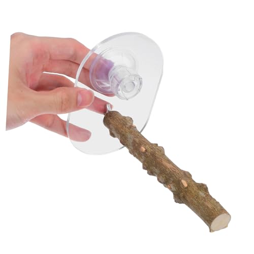 Mipcase Natural Wood Bird Stand Platform for Cockatiels Parakeets Budgies with Strong Suction Cup for Secure Attachment Birdcage Window