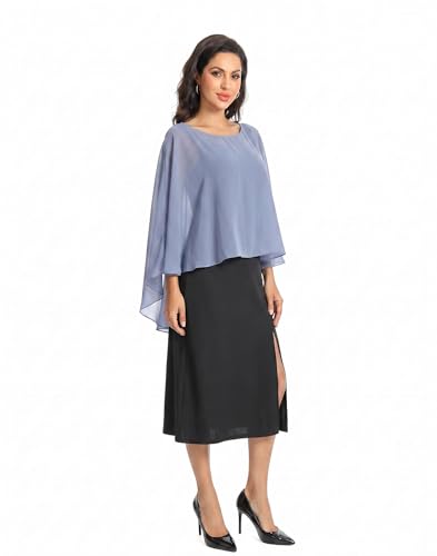 Image of Baoqiya Chiffon Capes Sheer Capelets Long Cape Poncho For Women Plus Size