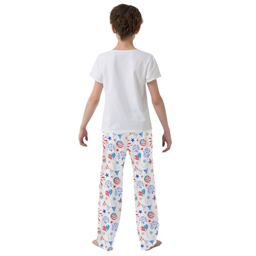 ZZXXB July 4th Fireworks Boys Long Pants Soft Trousers Elastic Waist Kids Lounge Bottoms with Pockets S-XL3