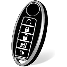 Compatible with Infiniti JX35 Q50 Q60 QX56 QX60 QX80 5 Buttons Key Fob Cover,Premium Soft TPU Smart Key Fob Case Compatible with Nissan Altima MaximaSilver-Black