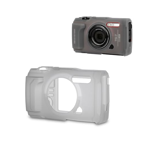 JJC TG7 Silikon-Schutzhülle für OM SYSTEM Tough TG-7 Digitalkamera, weiche Silikonhülle TG-7 Kameraschutzhülle, ersetzt CSCH-128 Silikonhülle, Grau