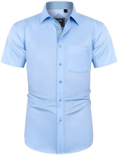 J.VER Herren Hemd Kurzarm Freizeithemd mit Tasche Regular fit Businesshemd Bügelleichte Oberteile Männer Modern