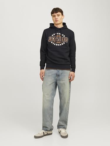 JACK & JONES Jjelogo Sweat à Capuche 2 Col 24/25 Noos, Noir, S pour Homme, Noir, S