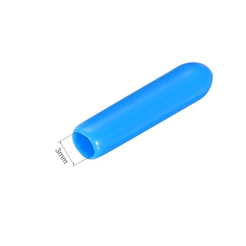 Image of MECCANIXITY 100pcs 3mm(1 /8 inch) Rubber End Caps Cover PVC Vinyl Screw Thread Protector Round Wire Shelf Caps for Screw Bolt Pipe Fence Post, Light Blue