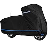 MotorradPlane für Harley—Seiten Box Ausführung, Motorrad Abdeckplane für Honda,Motorrad Abdeckung für BMW,mit Windschutzgurt & Reflektierenden Streifen,Für Modelle Suzuki/Kawasaki/Ducati,240×120×145cm