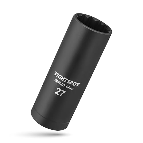 Image of TIGHTSPOT 1 /2 Inch Drive - 27 mm Deep Impact Socket with Anti-Rounding 12 Point Design, Heat-Treated CRV Steel, Metric
