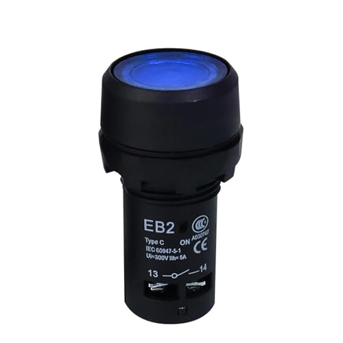 Interrupteur bouton lumineux 220V bleu pour commande de machine EB2