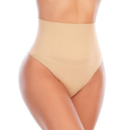 TopYart Nahtlose Bauchweg-Tanga-Slip, Stark Formende Bauchweg-Unterhose für Damen, Nahtlose Shapewear mit hoher Taille - Miederslip Tanga (DE/NL/SE/PL, Alphanumerisch, L, Regular, Regular, Hautfarbe)
