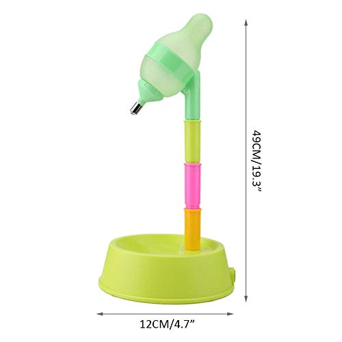 Dispensador de Agua para Gato y con Fuente de Altura Ajustable de pie, Botella de Bebida con Boquilla antigoteo (Verde)