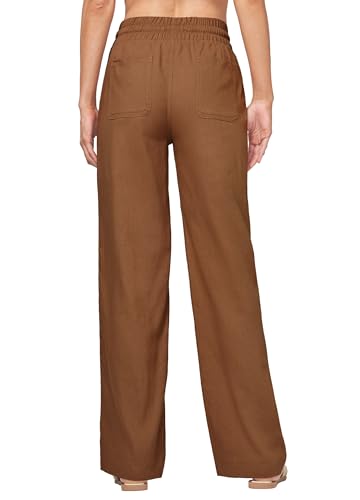 Image of Willit Women Linen Pants Wide Leg Casual Palazzo Pants Cotton Linen Lounge Beach Summer Pants with Pockets 29 inch /31 inch / 33 inch