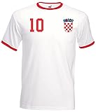 Youth Designz Herren T-Shirt Trikot Kroatien mit Wunschname + Nummer - Weiß XL