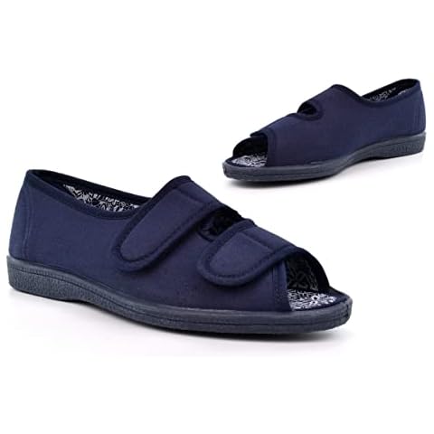 Womens Navy Wide Fit Open Toe Slippers Cover