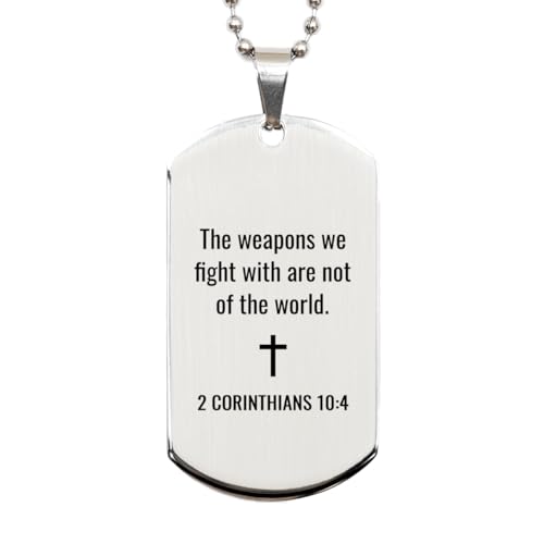 2 Corinthians 10 4 Dog Tag Necklaces - 2 Corinthians 10:4 Necklace for Men