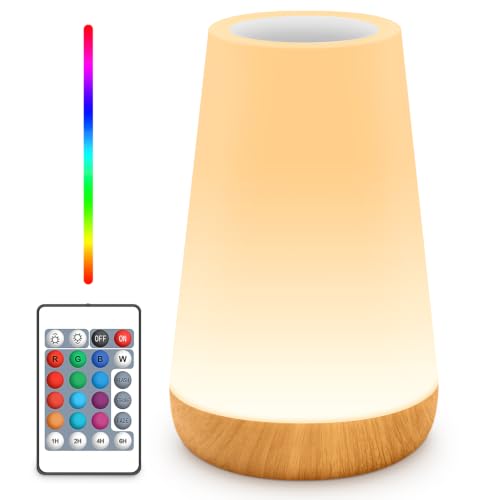 Auxmir Night Light, LED RGB Dimmable Touch Bedside Table Lamp for Bedroom