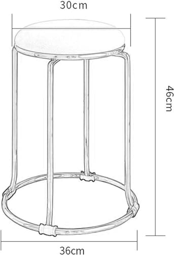 Elegant Round Flannel Stool for Dining, Living Room, and Makeup Area - Stylish Golden Metal Low Stool - 46CM (Black)