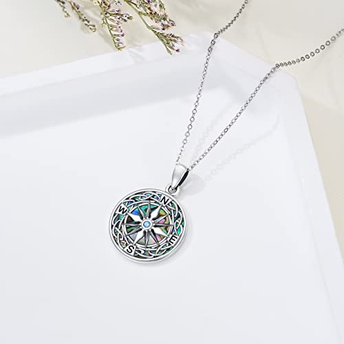 Proess Celtic Knot Compass Necklace Sterling Silver Compass Pendant Necklace Inspirational Nautical Compass Jewelry Gifts For Women Girls Graduation #TOP4