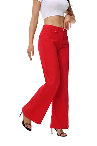 Women’s Wide Leg Jeans Casual Baggy High Waisted Stretch Denim Pants3