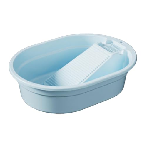 Bothyi Washboard Basin Laundry Basin Convenient Multifunction Portable Wash Tub Scrubbing Board for Dormitory Hand Wash Home Clothes, Blue