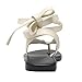 Molozoey Suede Flat Sandals for Women with Metal Circular Ankle Strappy Ladies Fashion Cute Summer Flip Flops WHITE Sandals Dressy.