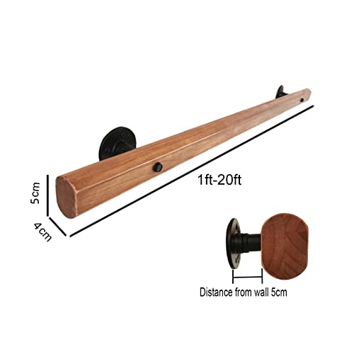 Rambarde d'escalier en bois robuste avec supports de fixation murale - 3