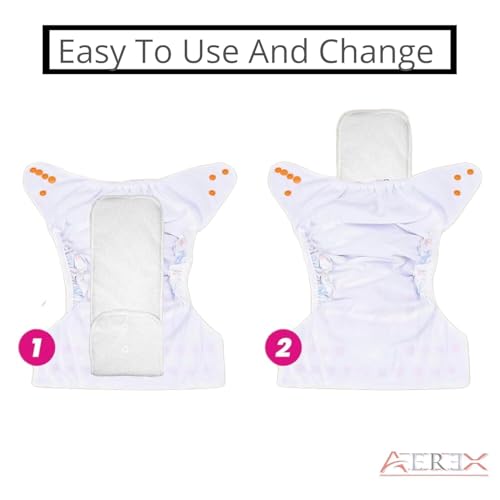 Image of Premium Reusable Baby Cotton Cloth Diapers For 0 to 3 Years With White Insert Pads Leak Proof Washable Diapers For New Born Babies Adjustable Pocket Cloth Diaper Nappies (Multicolor, Pack of 1)