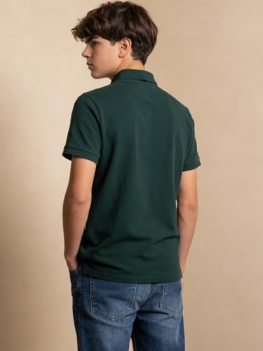 Image of Li'l Tomatoes Boys Cotton Pique Polo T-Shirt | Solid Collared Half Sleeve Tee for Kids | Soft Breathable Summer Wear | Casual Smart Polo T-Shirt | 9-16 Years