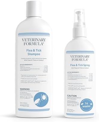 Bundle of Veterinary Formula Flea and Tick Shampoo for Dogs and Cats, 16 oz + Veterinary Formula Flea and Tick Spray for Dogs, 8 oz