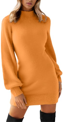 Image of GRECERELLE 2026 Womens Fall Winter Mock Neck Mini Pullover Sweater Dress