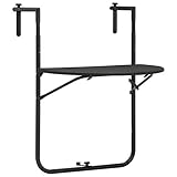 vidaXL Mesa para Colgar en el Balcón Mesilla Colgante en la Baranda Mesita Terraza Barandilla Plástico Aspecto Ratán Marrón